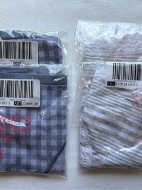 Victoria's Secret/PINK Striped & Gingham bikini panty Pack - Gray, White, Pink